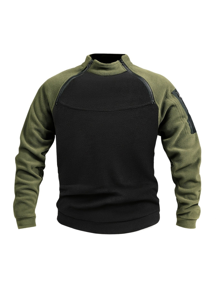 Men's Zip-Up High Collar Sweatshirt with Raglan Sleeves