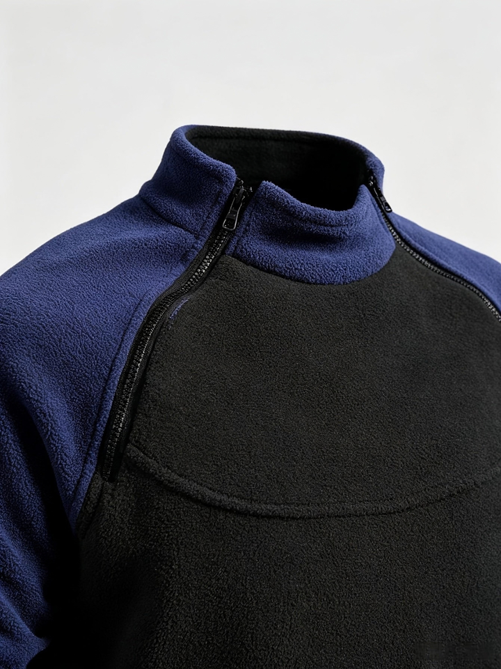 Men's Zip-Up High Collar Sweatshirt with Raglan Sleeves