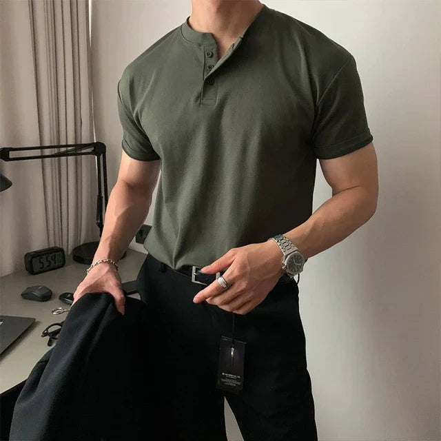 Men's Button-Up T-Shirt