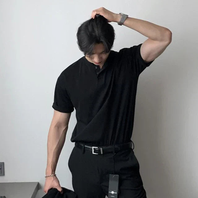 Men's Button-Up T-Shirt