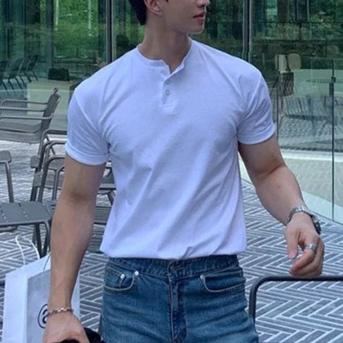 Men's Button-Up T-Shirt