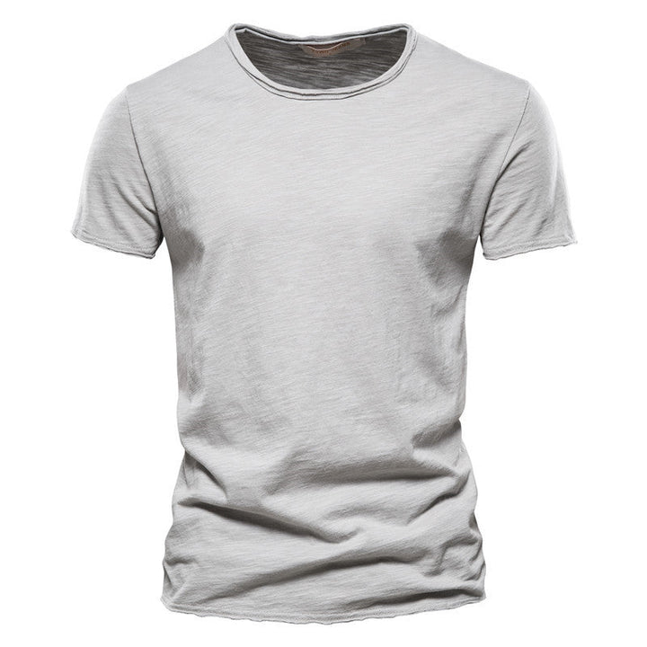 Men's fine knit T-shirt with round neck and short sleeves - Elena Harper