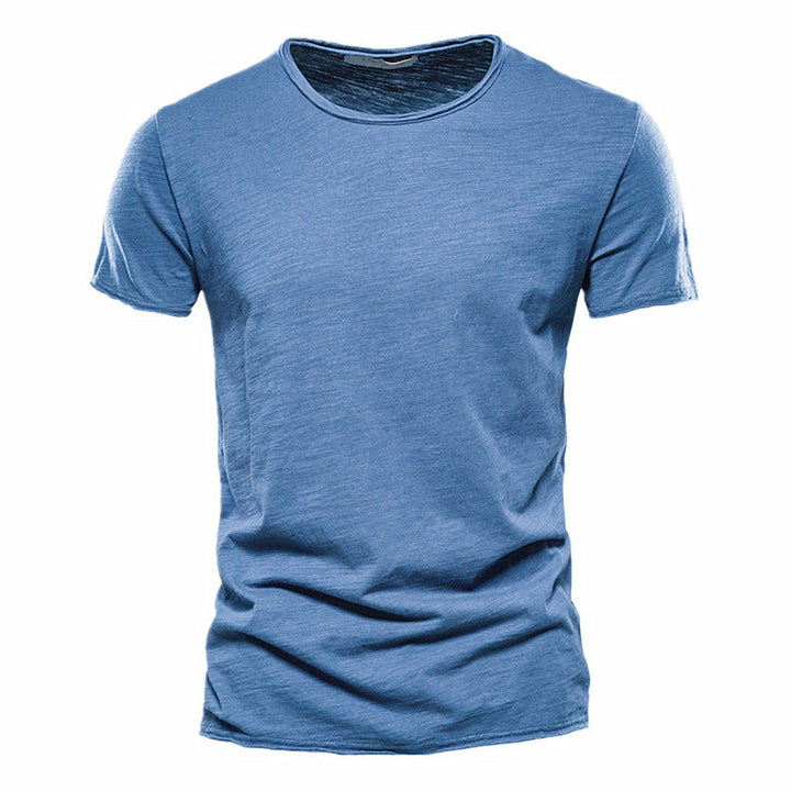 Men's fine knit T-shirt with round neck and short sleeves - Elena Harper
