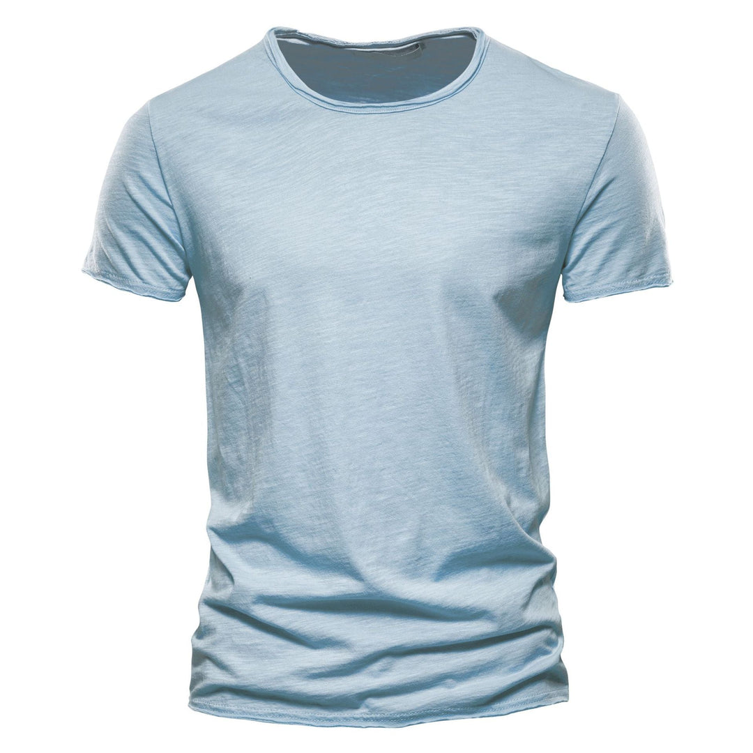 Men's fine knit T-shirt with round neck and short sleeves - Elena Harper