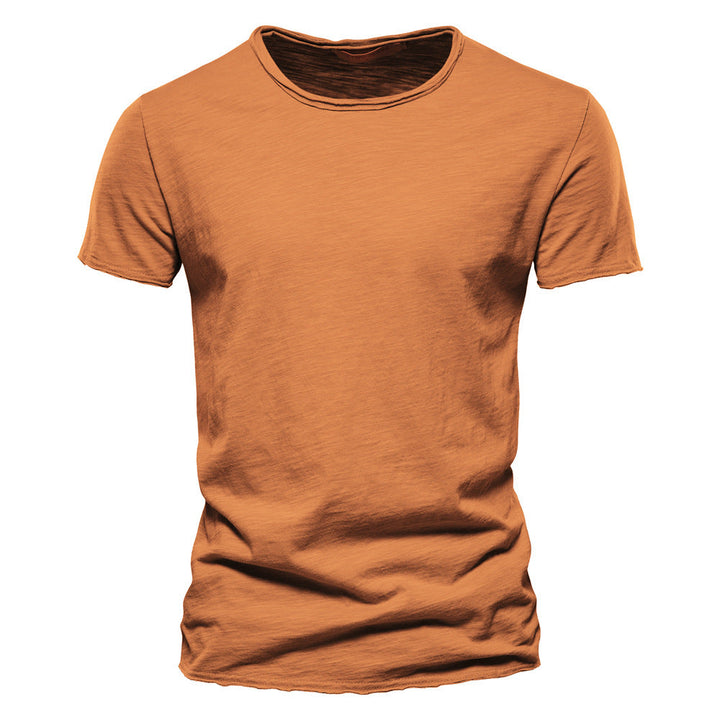 Men's fine knit T-shirt with round neck and short sleeves - Elena Harper