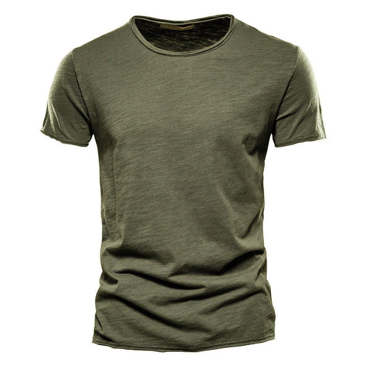 Men's fine knit T-shirt with round neck and short sleeves - Elena Harper