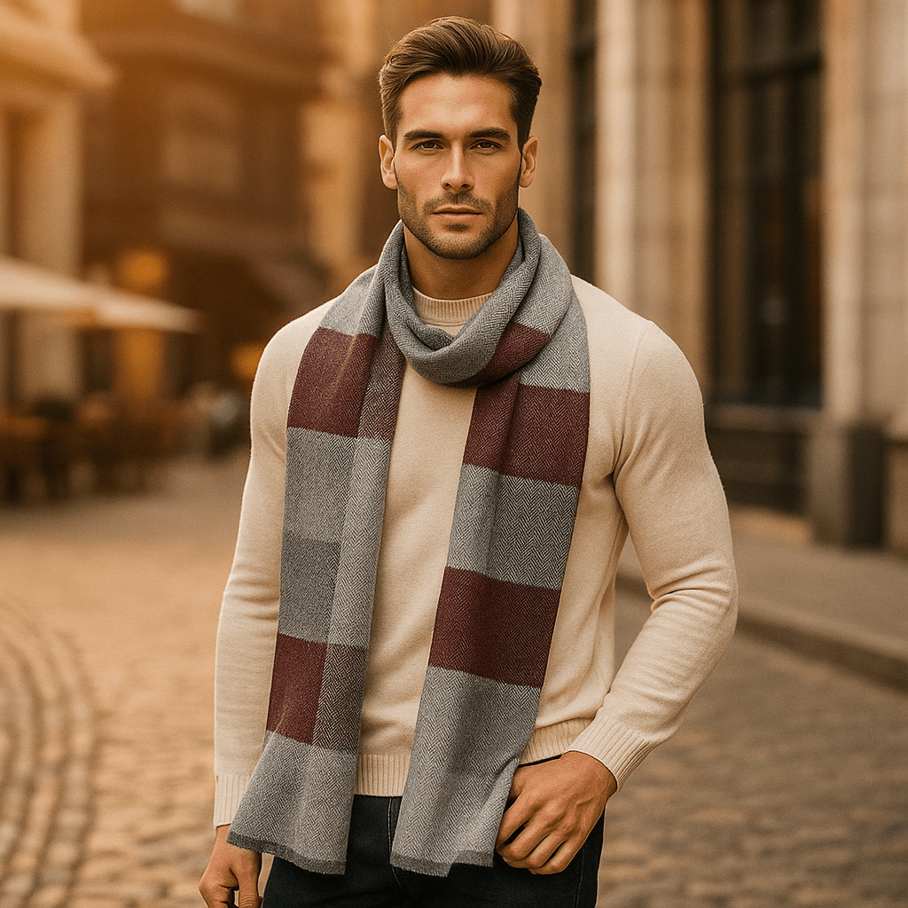 Men's wool-effect scarf with stripes - Loïc