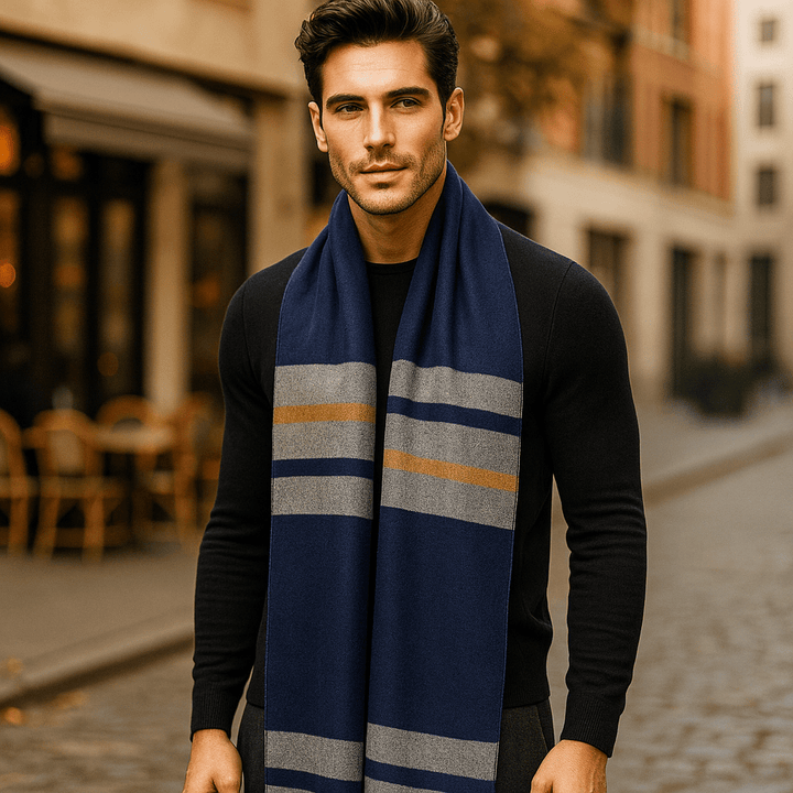Men's wool-effect scarf with stripes - Loïc