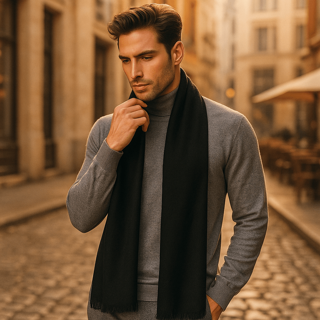 Men's wool-effect scarf with stripes - Loïc