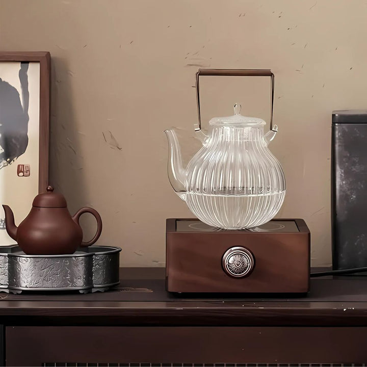 Electric Walnut Tea Warmer with Adjustable Temperature