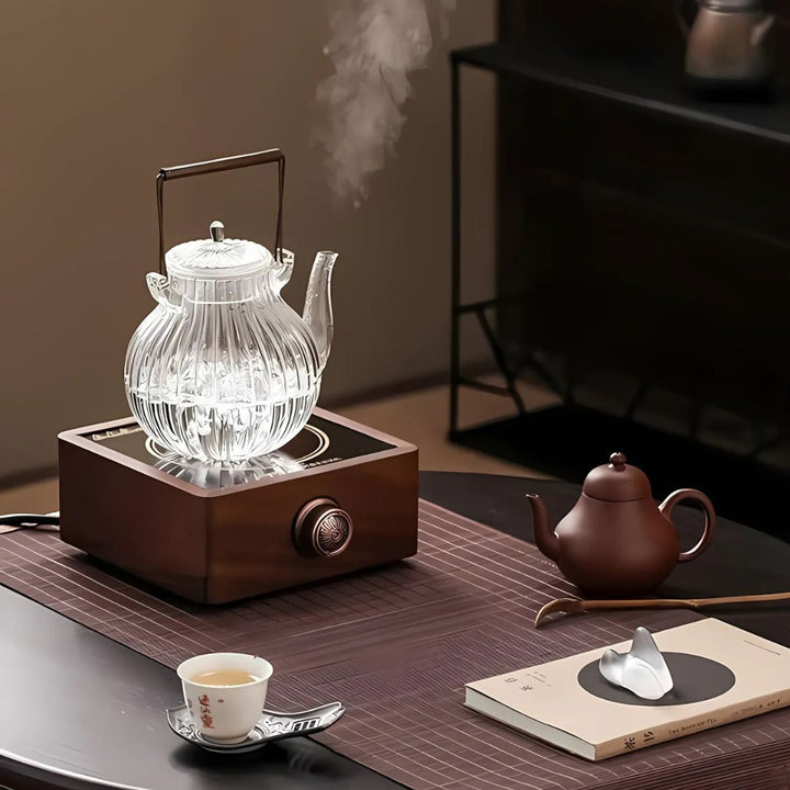 Electric Walnut Tea Warmer with Adjustable Temperature