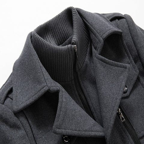 Timeless Wool Winter Coat with Knitted Inner Collar for Men