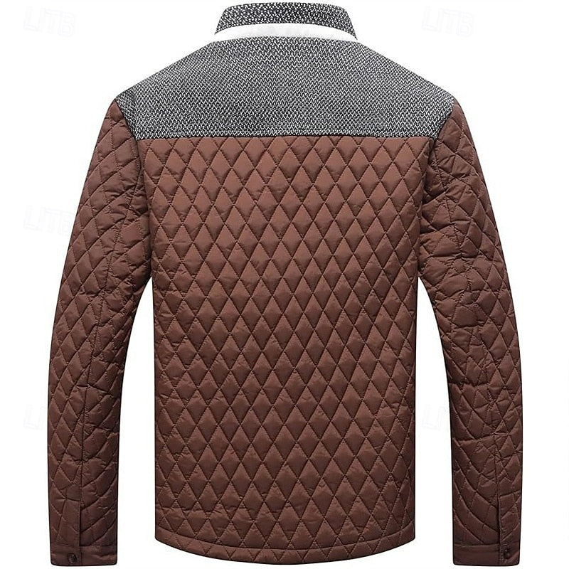 Beckett Men's Quilted Stand-Collar Jacket in Four Shades - Elena Harper