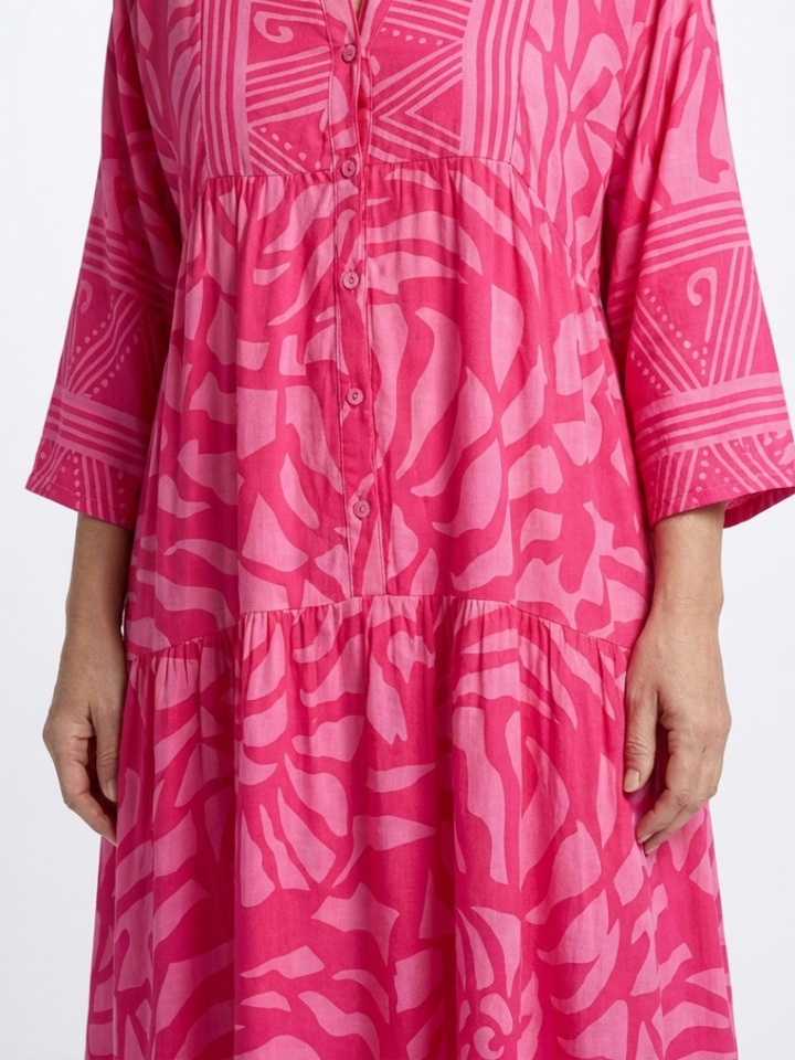 Women's Effortless Button Front Midi Dress - Casual & Chic