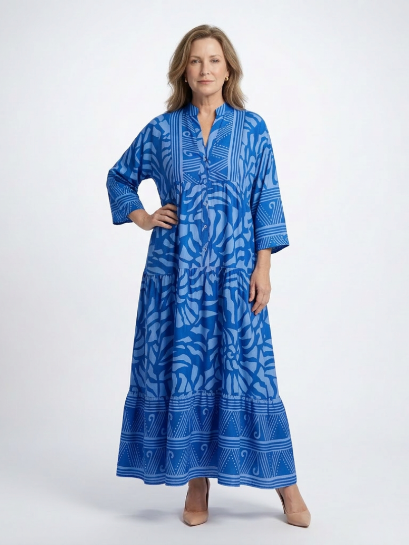 Women's Effortless Button Front Midi Dress - Casual & Chic