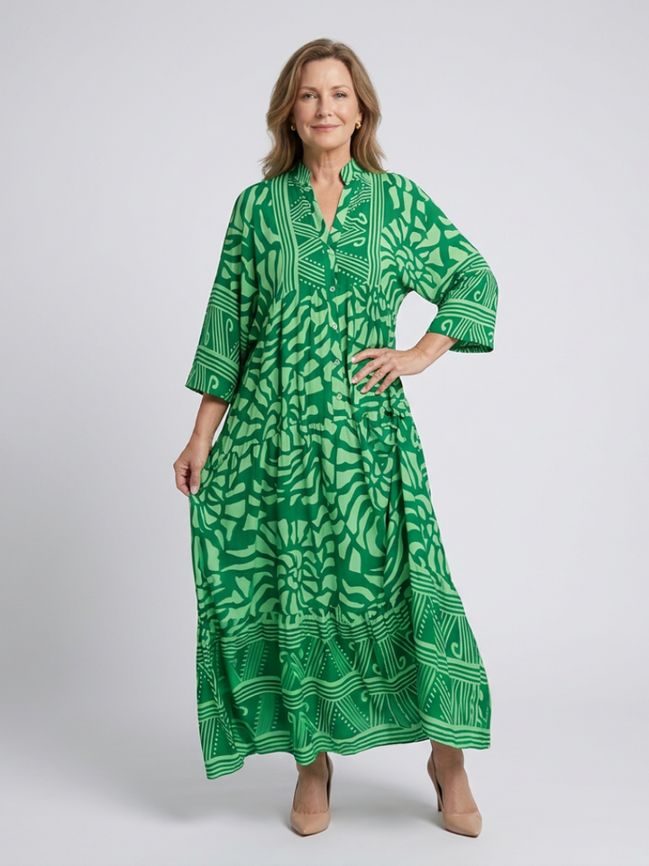 Women's Effortless Button Front Midi Dress - Casual & Chic