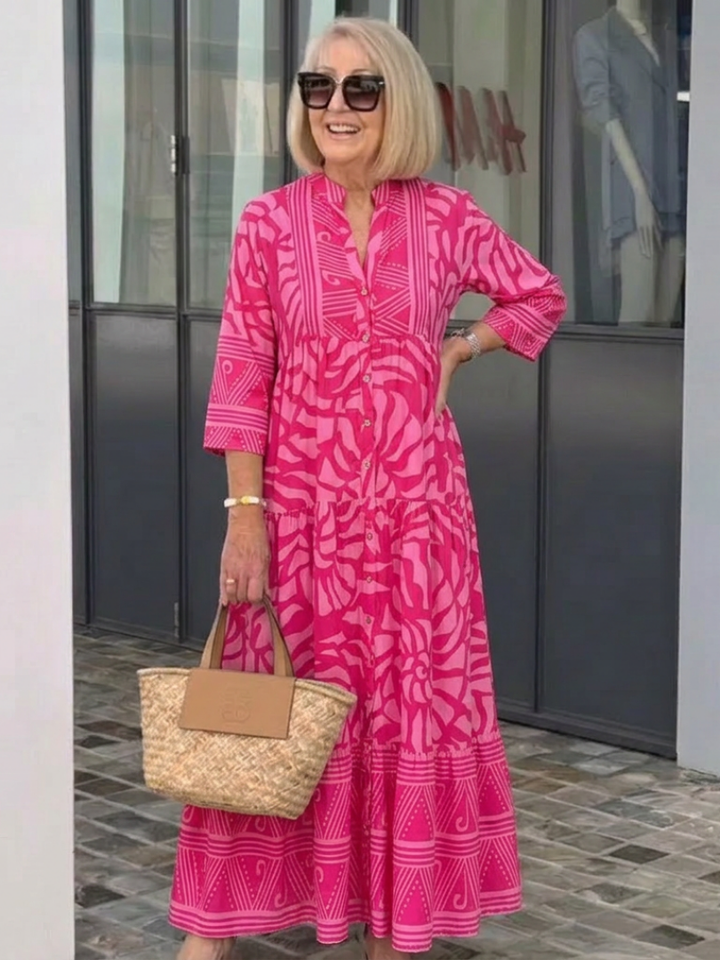 Women's Effortless Button Front Midi Dress - Casual & Chic
