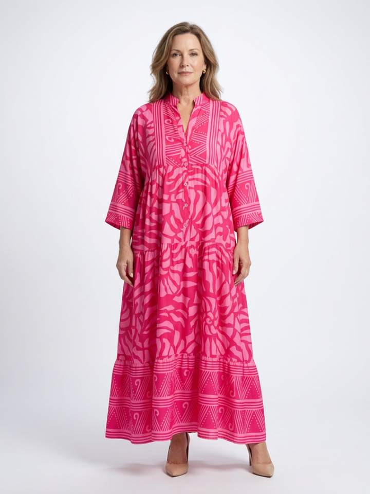 Women's Effortless Button Front Midi Dress - Casual & Chic