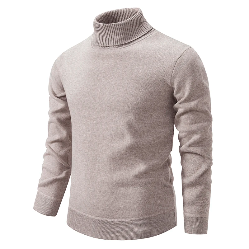 Fine Knitted Turtleneck Men Slim Fit Long Sleeves