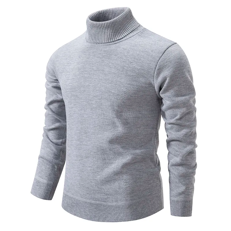 Fine Knitted Turtleneck Men Slim Fit Long Sleeves