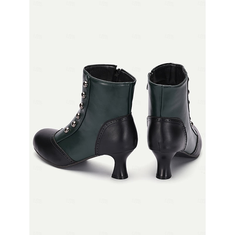 Eleanora | Women's Vintage Two-Tone Ankle Boots with Contrast