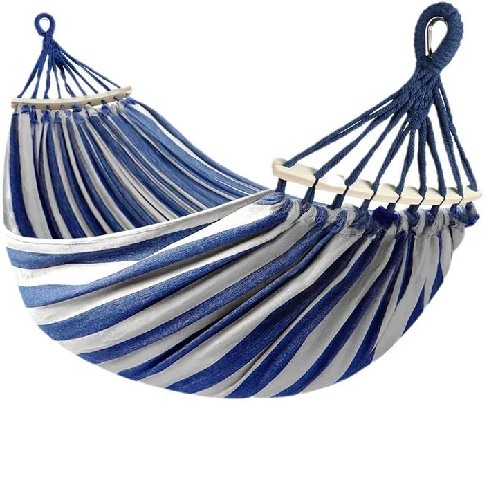 Unisex Double Canvas Hammock with Wooden Spreader Bars
