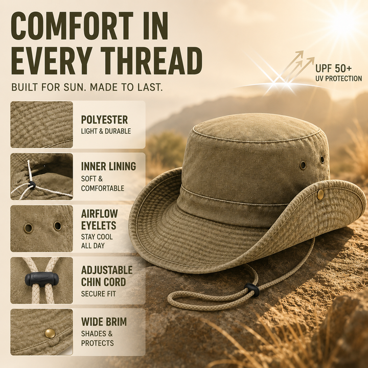 Unisex Flat-Top Solid Bucket Hat, view 7 - Elena Harper