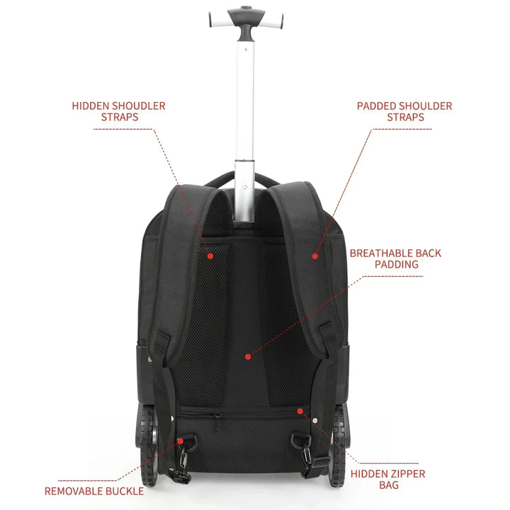 Unisex Rolling Laptop Backpack for Travel & Business 3-in-1 Design, view 3 - Elena Harper