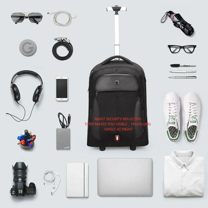 Unisex Rolling Laptop Backpack for Travel & Business 3-in-1 Design, view 4 - Elena Harper