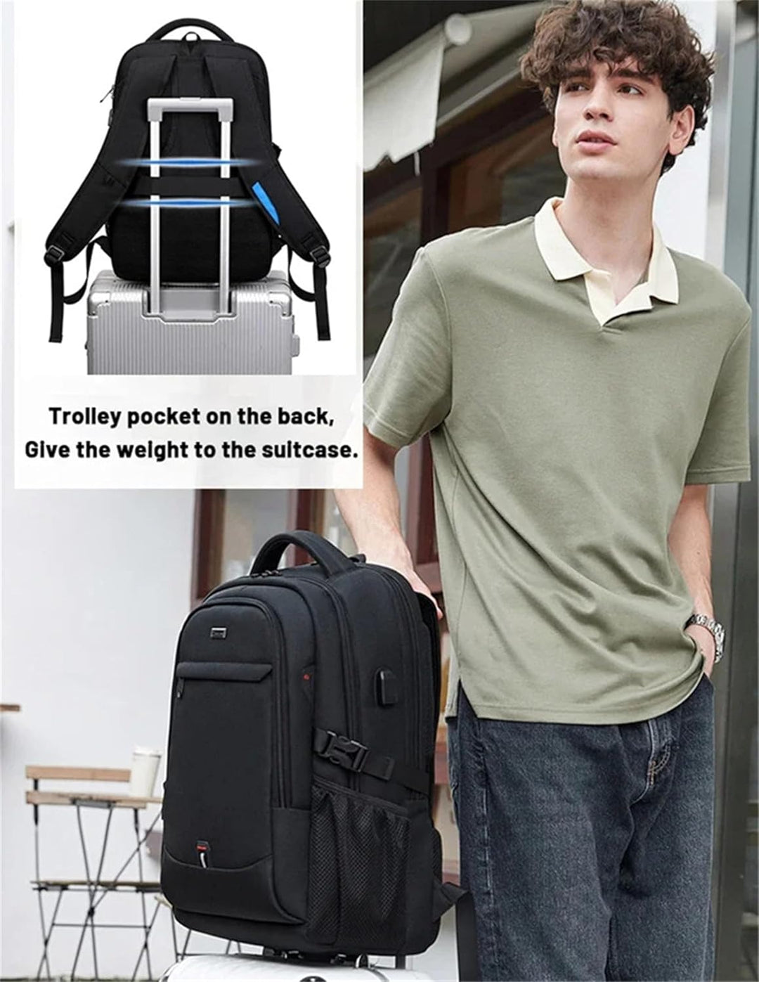 Unisex Water-Resistant Laptop Travel Backpack with Smart Organization