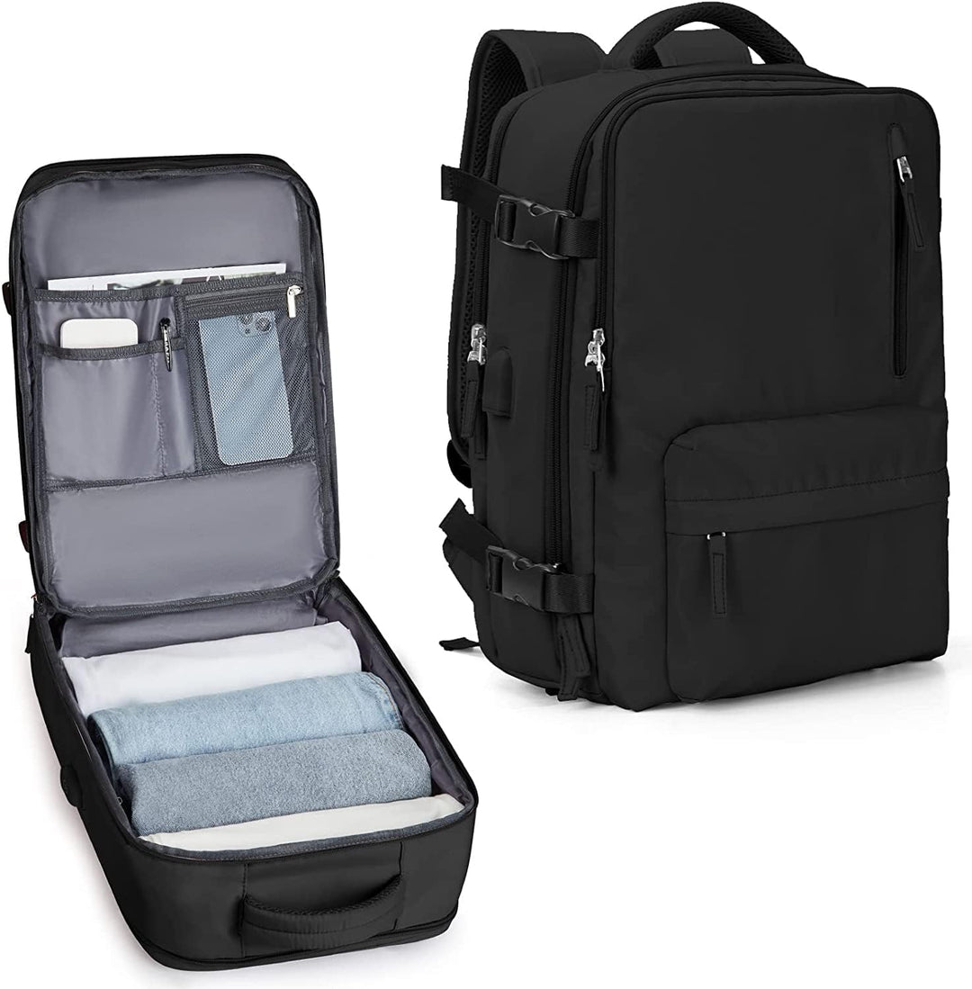 Unisex Waterproof Travel Backpack with Shoe & USB Port - 14in Laptop