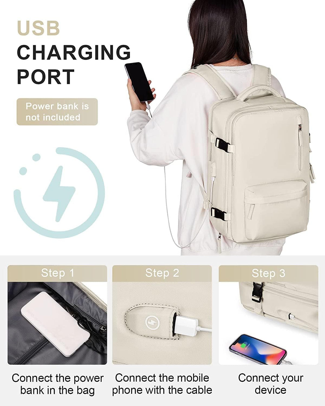 Unisex Waterproof Travel Backpack with Shoe & USB Port - 14in Laptop