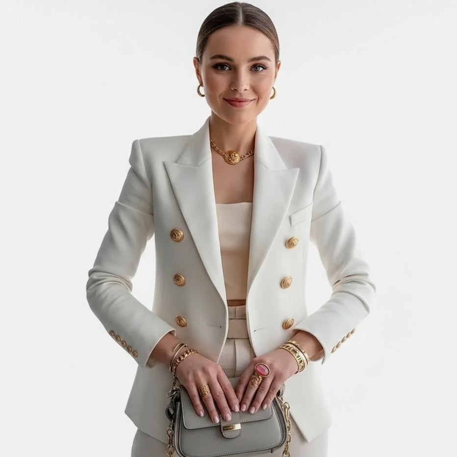 Blazer with Gold-Colored Buttons for Women