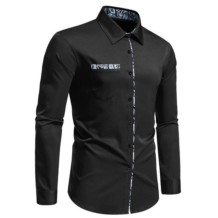 Men's Button-Down Shirt with Paisley Print and Long Sleeves