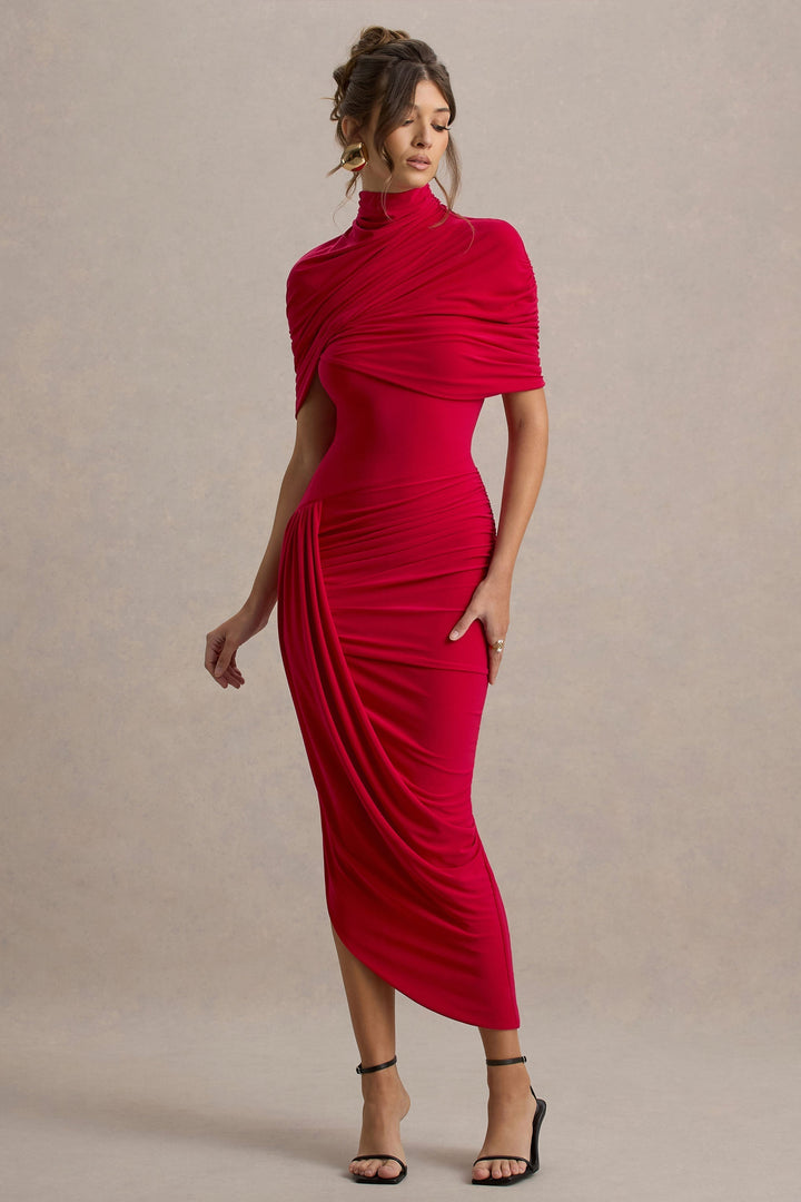 Taylor Asymmetric Twisted Cape Maxi Dress - Elena Harper