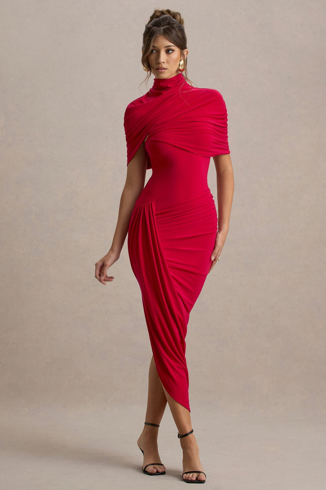 Taylor Asymmetric Twisted Cape Maxi Dress - Elena Harper