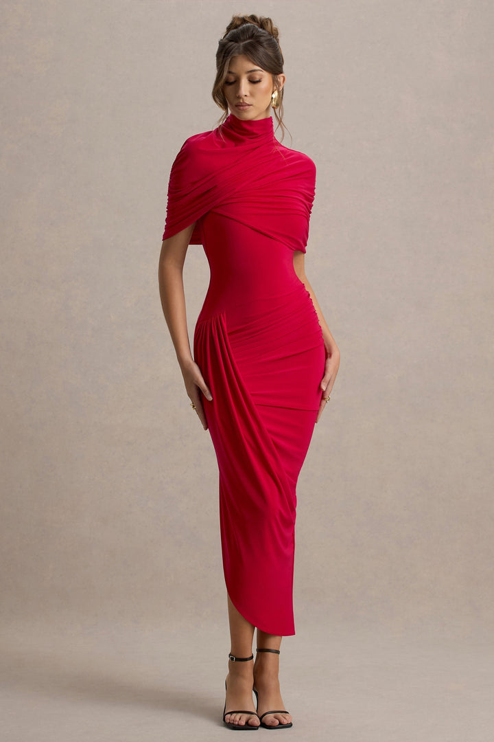 Taylor Asymmetric Twisted Cape Maxi Dress - Elena Harper