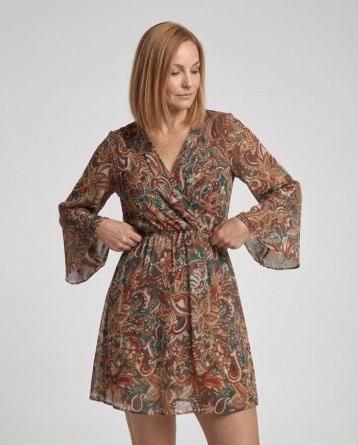 Floral Dress Women Paisley Mini Dress