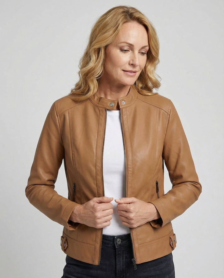 Women's Biker Jacket in Leather Look