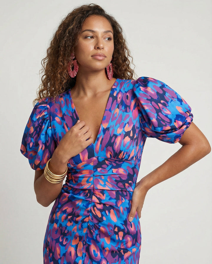 Women's Evening Dress with Voluminous Puff Sleeves EB