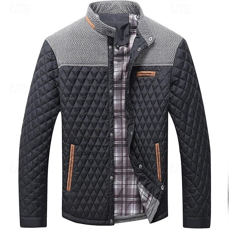 Beckett Men's Quilted Stand-Collar Jacket in Four Shades - Elena Harper