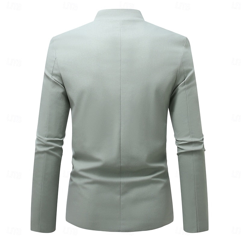 Edmund Men's Stand-Collar Button Jacket in Four Clean Shades - Elena Harper
