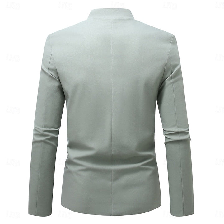 Edmund Men's Stand-Collar Button Jacket in Four Clean Shades - Elena Harper