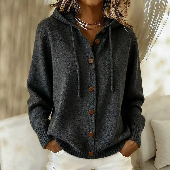 Florence - Elegant Button-Up Hooded Cardigan