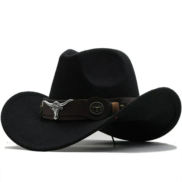 Women's Western Hat with Bull Buckle Band