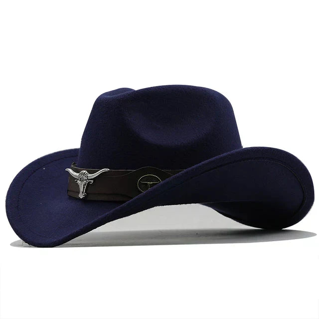 Women's Western Hat with Bull Buckle Band