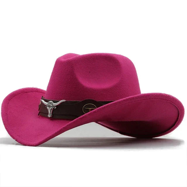 Women's Western Hat with Bull Buckle Band
