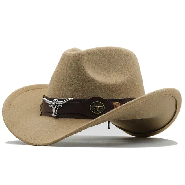Women's Western Hat with Bull Buckle Band