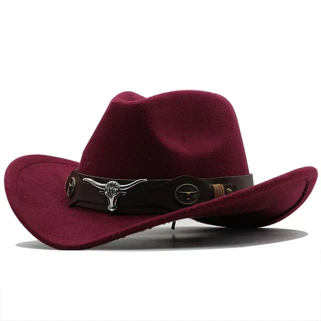 Women's Western Hat with Bull Buckle Band