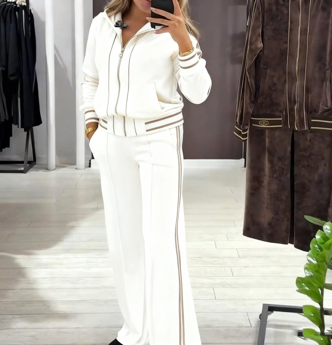 Alyn Jacket with Zipper and Wide-Leg Pants, view 2 - Elena Harper